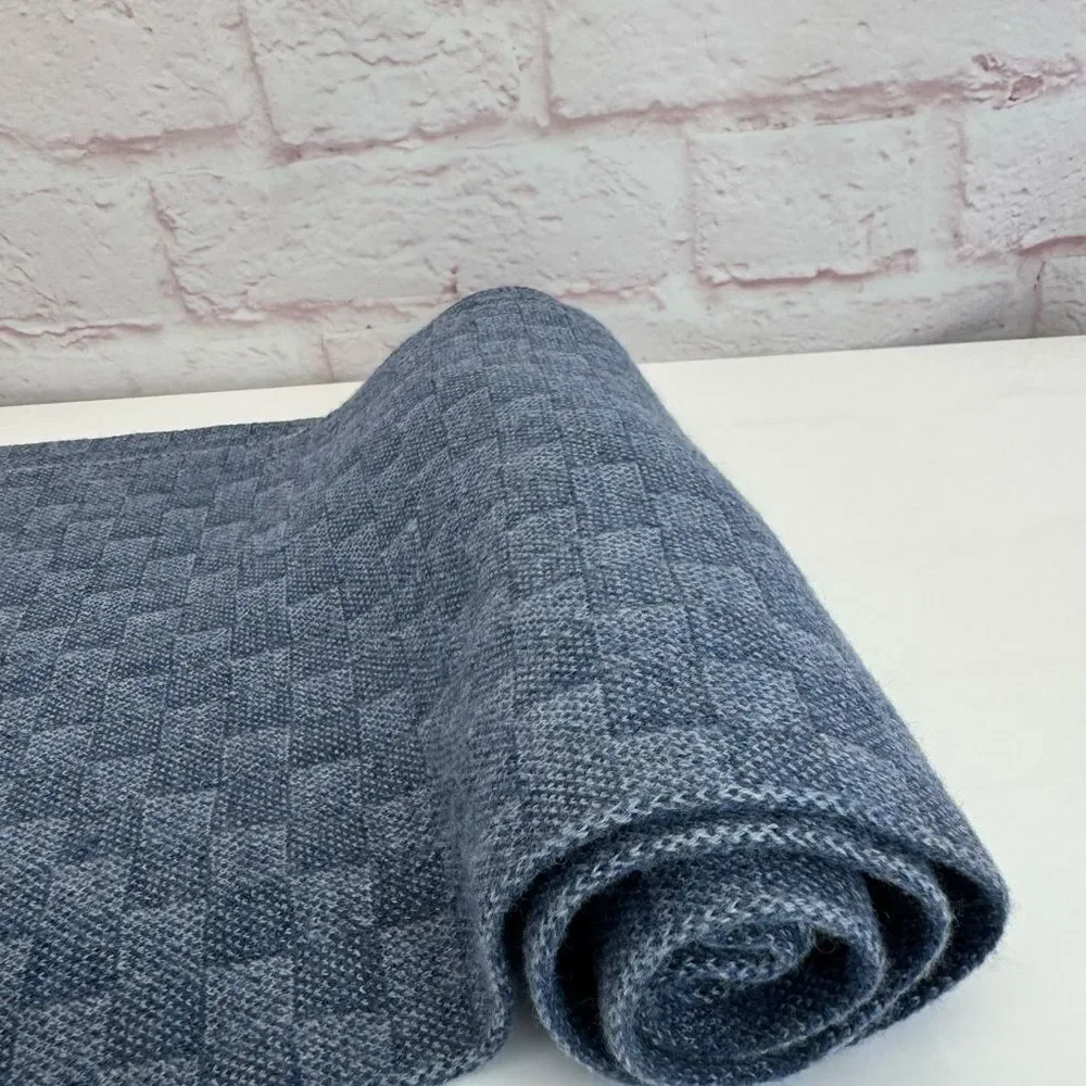 Louis Vuitton Blue Damier Checkered Men's Wool Scarf